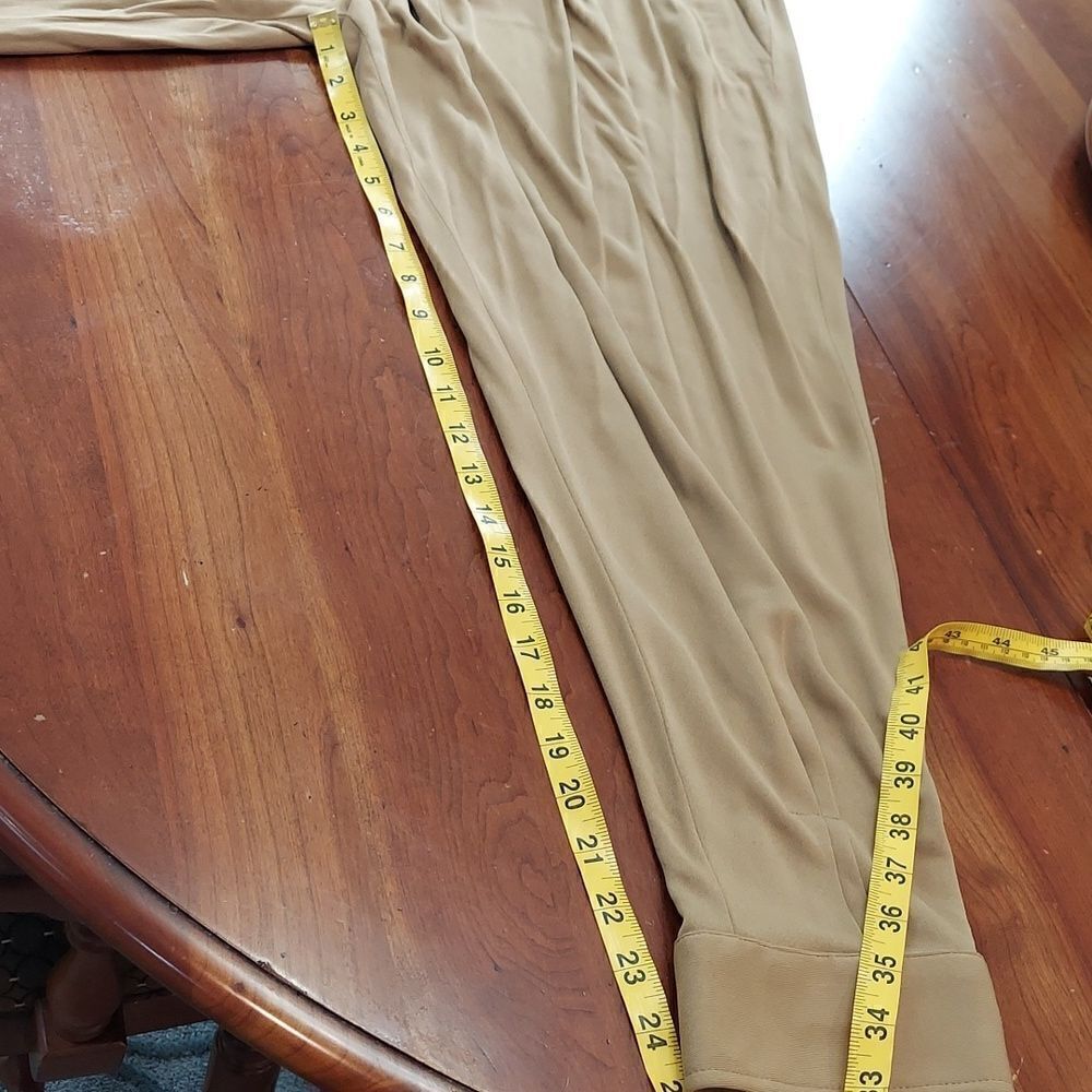 Ralph Lauren Trouser Pants Leather Belt Detail Cuff Hem Pocket Viscose Khaki  4 - Picture 7 of 13